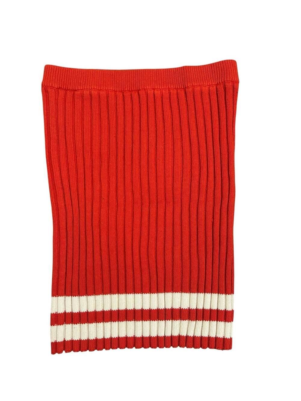 ASOS Red Ribbed Knit Mini Skirt with White Striped Hem Size US 10